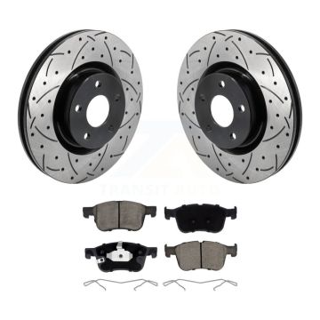 Front Drill Slot Brake Rotor Ceramic Pad Kit For Ford Escape Bronco Sport Lincoln Corsair KDC-101154