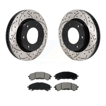 Front Coated Drilled Slotted Disc Brake Rotors And Ceramic Pad Kit For Ford Ranger Bronco KDC-101158