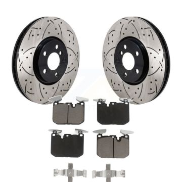Front Drill Slot Brake Rotors Ceramic Pad Kit For 2020-2022 Mini Cooper John Works KDC-101162