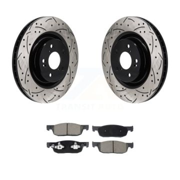 Front Coated Drilled Slot Disc Brake Rotor & Ceramic Pad Kit For 2022-2023 Acura MDX 3.5L KDC-101166