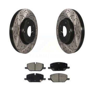 Front Coated Drilled Slotted Disc Brake Rotors And Ceramic Pads Kit For GMC Terrain KDC-101172