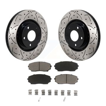 Front Coated Drilled Slotted Disc Brake Rotors And Ceramic Pads Kit For Mazda CX-5 CX-9 KDC-101175