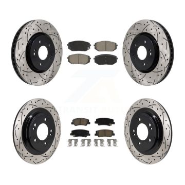 Front Rear Drilled Slot Disc Brake Rotors Ceramic Pad Kit For Hyundai Tucson Kia Sportage KDC-101183