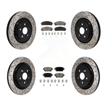 Front Rear Drilled Slot Disc Brake Rotors Ceramic Pad Kit For 2020-2022 Toyota Highlander KDC-101187