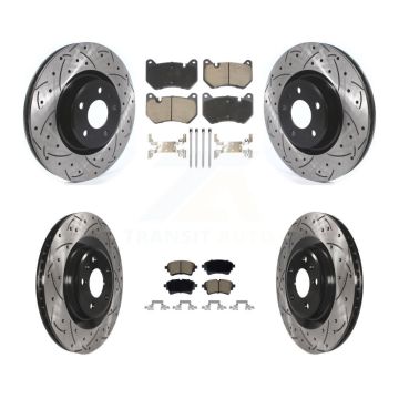 Front Rear Coated Drilled Slotted Disc Brake Rotors Ceramic Pad Kit For Audi Q5 Sportback KDC-101191