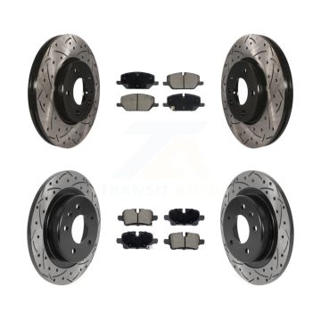 Front Rear Coated Drilled Slotted Disc Brake Rotors And Ceramic Pads Kit For GMC Terrain KDC-101195