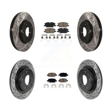 Front Rear Coated Drilled Slotted Disc Brake Rotor & Ceramic Pad Kit For Chevrolet Malibu KDC-101196