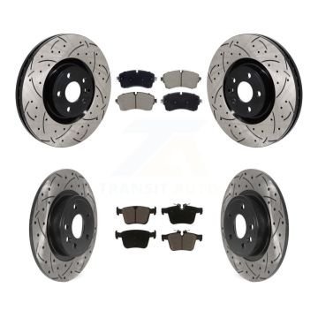 Front Rear Coated Drilled Slotted Disc Brake Rotors And Ceramic Pad Kit For Jaguar E-Pace KDC-101206