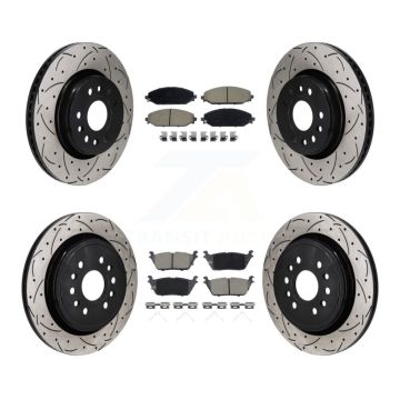 Front Rear Drill Slot Disc Brake Rotor Ceramic Pad Kit For Ram 1500 Jeep Wagoneer Grand L KDC-101211