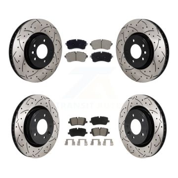 Front Rear Drilled Slot Disc Brake Rotor & Ceramic Pad Kit For Land Rover Discovery Range KDC-101213