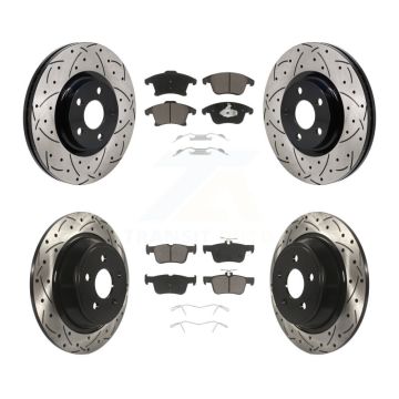 Front Rear Drilled Slot Disc Brake Rotor & Ceramic Pad Kit For 2017-2020 Lincoln MKZ 2.0L KDC-101214