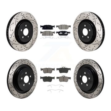 Front Rear Drill Slot Brake Rotor Ceramic Pad Kit For Ford Edge With Red Painted Calipers KDC-101215
