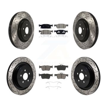 Front Rear Coated Drilled Slotted Disc Brake Rotor & Ceramic Pad Kit For Lincoln Nautilus KDC-101216