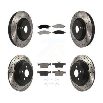 Front Rear Coated Drilled Slotted Disc Brake Rotor & Ceramic Pad Kit For Lincoln Nautilus KDC-101218