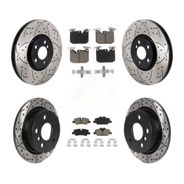 Front Rear Coated Drilled Slotted Disc Brake Rotors And Ceramic Pads Kit For Mini Cooper KDC-101229