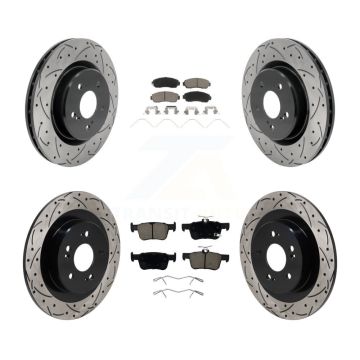 Front Rear Coat Drill Slot Disc Brake Rotors Ceramic Pad Kit For 2021-2023 Acura TLX 2.0L KDC-101231