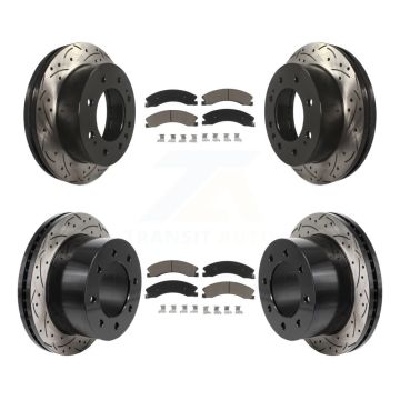 Front Rear Drilled Slot Disc Brake Rotor Ceramic Pad Kit For GMC Sierra 3500 HD Chevrolet KDC-101235