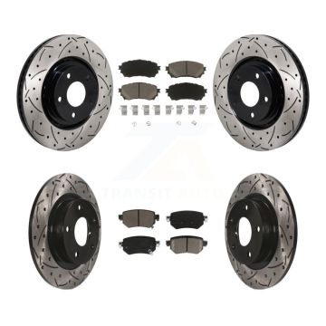 Front Rear Coat Drill Slot Disc Brake Rotor Ceramic Pad Kit For 2021 Mazda 6 Turbocharged KDC-101236