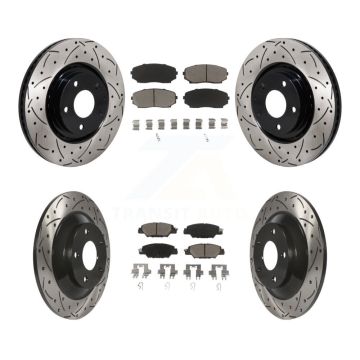 Front Rear Drilled Slot Brake Rotor Ceramic Pad Kit For 2019-2023 Mazda CX-5 Turbocharged KDC-101237