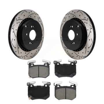 Rear Coated Drilled Slotted Disc Brake Rotors Ceramic Pad Kit For Genesis G70 Kia Stinger KDC-101245
