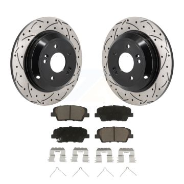 Rear Coated Drilled Slotted Disc Brake Rotors Ceramic Pad Kit For Genesis G70 Kia Stinger KDC-101246