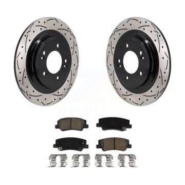 Rear Coated Drilled Slot Disc Brake Rotor Ceramic Pad Kit For Hyundai Tucson Kia Sportage KDC-101248