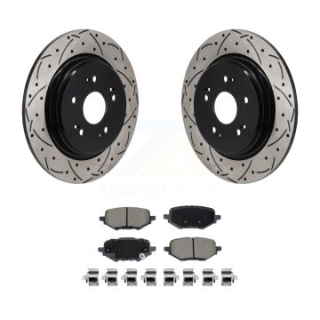 Rear Coated Drilled Slotted Disc Brake Rotors And Ceramic Pads Kit For Honda HR-V Clarity KDC-101249