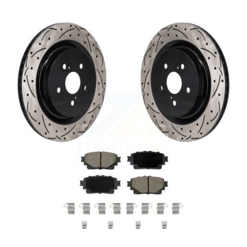 Rear Drill Slot Disc Brake Rotor Ceramic Pad Kit For Toyota Highlander Lexus RX350 RX350h KDC-101255