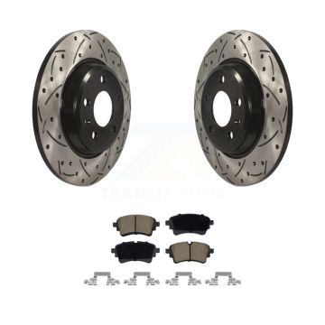 Rear Coated Drill Slot Disc Brake Rotors Ceramic Pad Kit For Audi A4 Quattro A5 Sportback KDC-101258