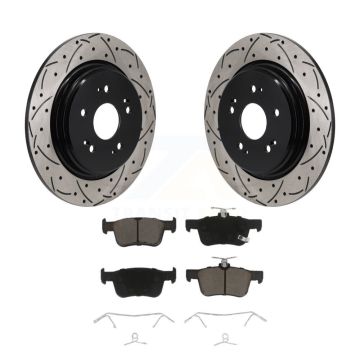 Rear Coated Drilled Slotted Disc Brake Rotors And Ceramic Pad Kit For 2019-2021 Acura RDX KDC-101272
