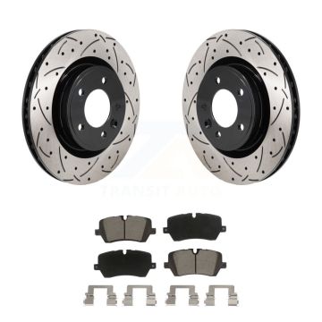 Rear Coated Drilled Slot Disc Brake Rotors Ceramic Pad Kit For Land Rover Discovery Range KDC-101273