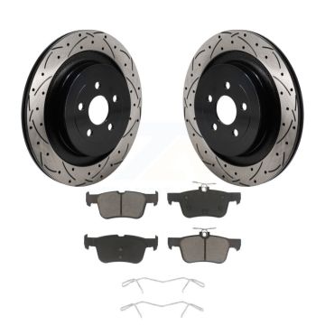 Rear Coated Drilled Slot Disc Brake Rotors Ceramic Pad Kit For Ford Edge Lincoln Nautilus KDC-101274