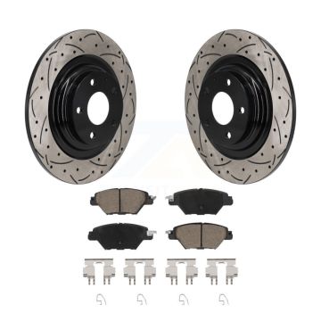 Rear Coated Drilled Slotted Disc Brake Rotor And Ceramic Pad Kit For 2016-2023 Mazda CX-9 KDC-101279