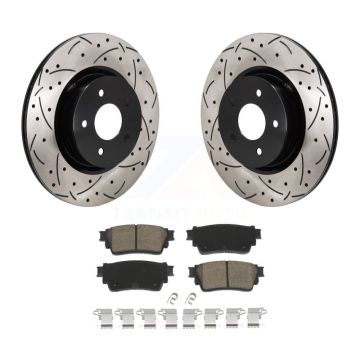 Rear Drilled Slot Brake Rotors Ceramic Pad Kit For Mitsubishi Outlander Nissan Pathfinder KDC-101285
