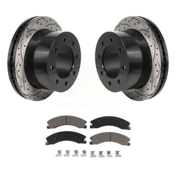 Rear Drilled Slot Brake Rotors Ceramic Pad Kit For GMC Sierra 3500 HD Chevrolet Silverado KDC-101286