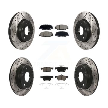 Front Rear Coated Drilled Slotted Disc Brake Rotors And Ceramic Pads Kit For Honda Civic KDC-101289