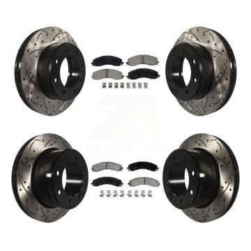 Front Rear Drill Slot Disc Brake Rotor Ceramic Pad Kit For Ram 3500 With Dual Wheels KDC-101291