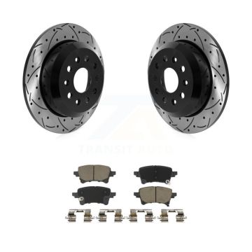 Rear Coated Drilled Slotted Disc Brake Rotors And Ceramic Pads Kit For Jeep Wrangler KDC-101292