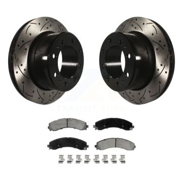 Rear Drill Slot Brake Rotors Ceramic Pad Kit For 2020-2021 Ram 3500 With Dual Wheels KDC-101293