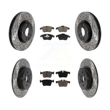 Front Rear Coated Drill Slot Disc Brake Rotor Ceramic Pad Kit For Land Rover Range Evoque KDC-101294