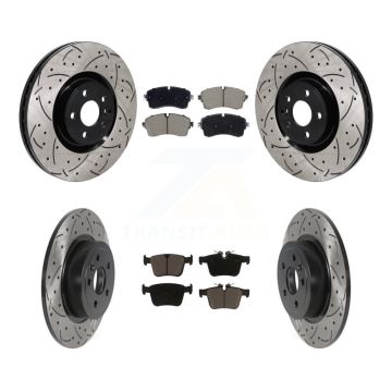 Front Rear Coated Drill Slot Disc Brake Rotor Ceramic Pad Kit For Land Rover Range Evoque KDC-101295