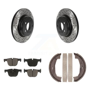 Rear Disc Drilled & Slotted Rotors Ceramic Pads And Parking Shoes Kit For BMW 428i xDrive KDC-101342