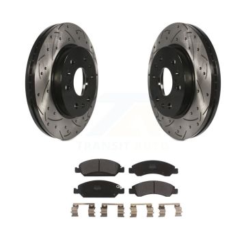 Front Drill Slot Brake Rotor Semi-Metallic Pad Kit For GMC Sierra 1500 Chevrolet Cadillac KDF-100003