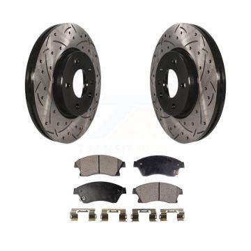 Front Coated Drill Slot Disc Brake Rotor Semi-Metallic Pad Kit For 2012-2013 Buick Verano KDF-100015