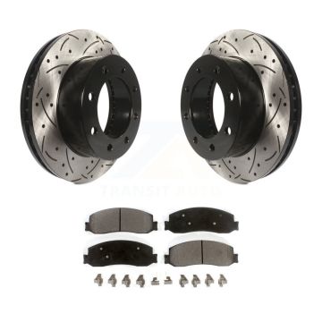 Front Drilled Slot Brake Rotors Semi-Metallic Pad Kit For Ford F-250 Super Duty F-350 4WD KDF-100019