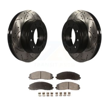 Front Drilled Slot Disc Brake Rotor Semi-Metallic Pad Kit For Ford F-350 Super Duty F-250 KDF-100021