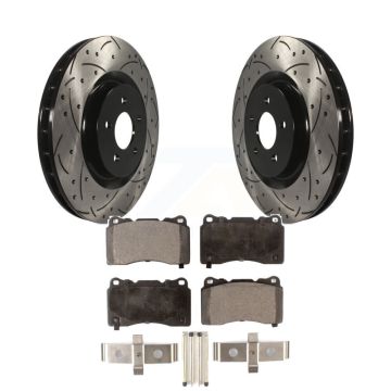 Front Coated Drilled Slotted Disc Brake Rotors And Semi-Metallic Pad Kit For Ford Mustang KDF-100023