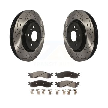 Front Drilled Slot Disc Brake Rotor & Semi-Metallic Pad Kit For 2010-2012 Ford Taurus SHO KDF-100026
