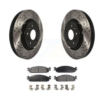 Front Coated Drill Slot Disc Brake Rotors Semi-Metallic Pad Kit For 2009-2010 Lincoln MKS KDF-100027