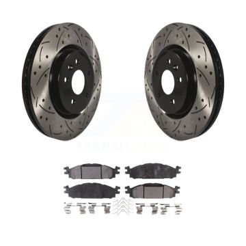 Front Drill Slot Brake Rotors Semi-Metallic Pad Kit For Ford Explorer Flex Taurus Lincoln KDF-100028